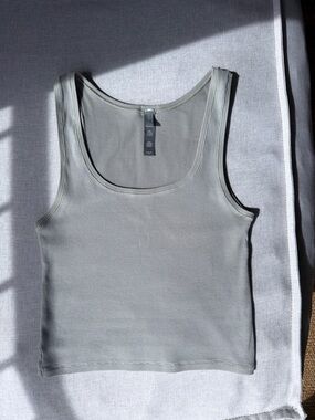 SKIMS Ribbed Scoop Neck Tank Top - Sage Green